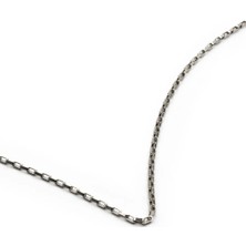 Sose Moda Ince Dikdörtgen Model Erkek Çelik Zincir Kolye Gümüş 55 cm 2 mm Kararmaz Minimal