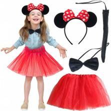 LaraTech Minnie Mouse Kostüm Seti - Etek, Taç, Kuyruk, Papyon