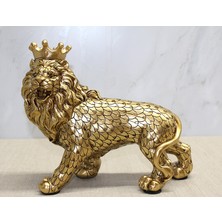 Costurera Polyester Dekoratif Taçlı Aslan Figürü