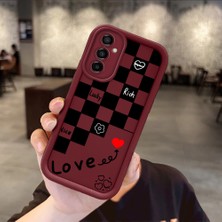 Ucuc Samsung Galaxy M23 Uyumlu Anti-Çarpma Kamerası Koruma Eğlenceli Desen Burgundy Silikon Kılıf