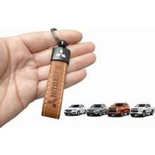 Stilix Garage Mitsubishi Suni Deri Anahtarlık Şık Tasarım Dayanıklı Kahverengi 1 Adet
