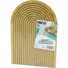 Go İthalat Yarım Daire  Çift Taraflı=düz - Kanallı Ahşap Bambu Sunum Tepsi 22X32CM (5468)