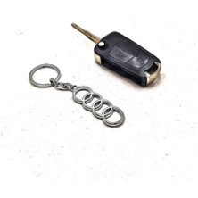 Stilix Garage Audi Gümüş Metal Amblem Logolu Armalı Figürlü Anahtarlık