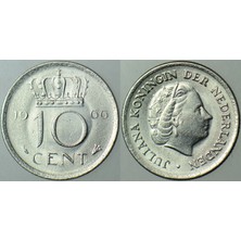 Banknoting Hollanda 10 Cent 1966 Kraliçe Julıana Dönemi. Çilaltı.