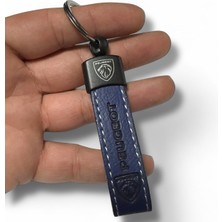 Stilix Garage Peugeot Yazılı ve Logolu Anahtarlık Lacivert Suni Deri 1 Adet