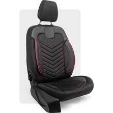 Otexo Carbon Hafif Ticari Arka (2+1) Airbag Uyumlu Ortopedik Destekli Universal Oto Koltuk Kılıfı  Siyah - Kırmızı Ip