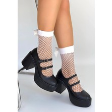 OEY Fashions Jarlo Siyah Cilt Dolgu Topuk Ayakkabı