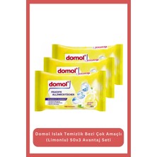 Domol Islak Temizlik Bezi Çok Amaçlı (Limonlu) 50X3 Avantaj Seti