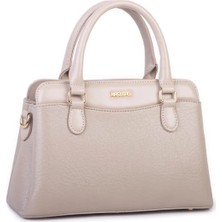 Nas Bag Şık Kadın Midi El ve Omuz Çantası Kum Victoria