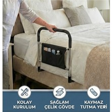 Medonza Organizer Çantalı Yatak Yanı Destek Bariyeri – Yaşlı ve Hastalar Için Yatak Tutunma, Yataktan Kalkma ve Doğrulma Aparatı (Korkuluk Tipi)