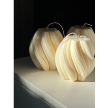 Lumieri Home Lumieri Candle El Yapımı Dekoratif Burgu Desenli Mum Kırık Beyaz 10*10 cm 3'lü