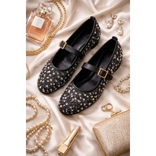 Slipcat Pullu Simli Payetli Toka Detaylı Kadın Şık Günlük Babet