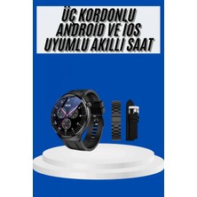 Narnuga Amoled Ekran Akıllı Saat Üç Kordonlu İos Android Uyumlu