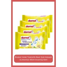 Domol Islak Temizlik Bezi Çok Amaçlı (Limonlu) 50X4 Avantaj Seti