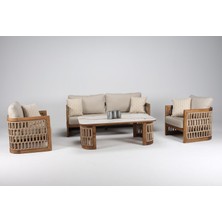 Luce Garden Ganita Rattan Ahşap Bahçe & Balkon Koltuk Takımı