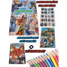 Yıldırım Oyuncak 16 Sayfa Zootopia Figür Boyama Kitabı + 30 Adet Stıcker ve Zootopia Maske 12LI Kuru Boya Kalemli Set