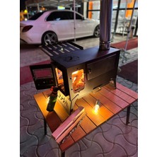 Çadır Dünyası Panoramik Camlı Kuzuneli Kamp Sobası - Taşıma Çantalı & Full Set