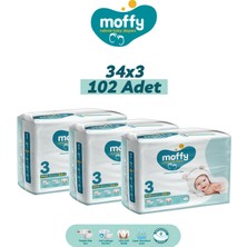 Moffy Twin Midi No 3 Bebek Bezi (34 x 3) 102 Adet