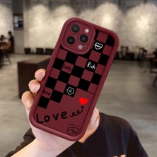 Ucuc iPhone 16 Pro Max Uyumlu Anti-Çarpma Kamerası Koruma Eğlenceli Desen Burgundy Silikon Kılıf