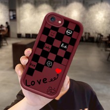 Ucuc iPhone 7/8/se 2020 2022 Uyumlu Anti-Çarpma Kamerası Koruma Eğlenceli Desen Burgundy Silikon Kılıf