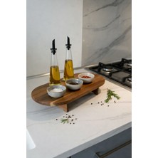 Milay Akasya Ahşap Oval Ayaklı Sunum ve Kesme Tahtası – Doğal Masif Servis Standı