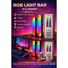 Petrix Rgb Light Bar 2’li Paket Müzik & Sese Duyarlı Uzaktan Kumandalı USB LED Işık