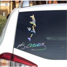 Sticker Usta Hologramlı Janjanlı Atatürk Silüet ve Imza Sticker 02525