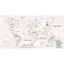 Arterior Wallpaper Dünya Haritası Sempatik Hayvanlar Poster Duvar Kağıdı