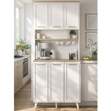 Potter 3 Kapaklı Mutfak Dolabı Kahve Köşesi Çok Amaçlı Dolap Beyaz - Rota 90 cm