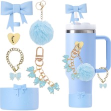 Store Stanley Quencher Pipetli Termos Için Aksesuar Seti 6 Parça Set Kurdele Charm Tüy Top Anahtarlık