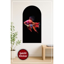 KOSS Dijital Oval Şekilli Renkli Balık Arka Plan Desenli Dekoratif Duvar Sticker Ev Ofis Salon Hol Için Süs