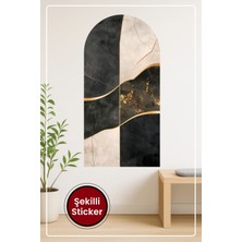 KOSS Dijital Oval Şekilli Lüks Tasarım Sticker Altın Detaylı Soyut Kompozisyonlu Duvar Sticker