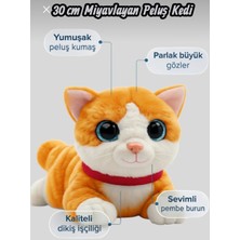 Top Rock Store Sevimli Kedi Peluş Yavru Kedi Sesli Miyavlayan Peluş Kedi Uyku Arkadaşı 30 cm