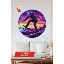 KOSS Dijital Retro Kaykaycı Temalı Yuvarlak Sticker Renkli Neon Sokak Sanatı Duvar Dekoru Ev Ofis Aksesuarı