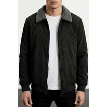 Genius Store Erkek Kadife Mont Peluş Astarlı Gömlek Yaka Rüzgar Geçirmez Kadife Mont