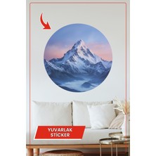 KOSS Dijital Mavi Tonlarda Kar Dağı Manzarası Yuvarlak Sticker Huzurlu Doğa Temalı Duvar Dekoru