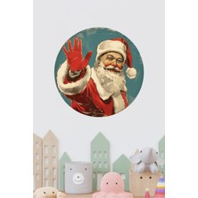 KOSS Dijital Noel Baba Yuvarlak Sticker Vintage Tasarım Dekoratif Çıkartma Ev Ofis Yılbaşı Duvar Dekoru