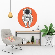 KOSS Dijital Renkli Astronot ve Uzay Yuvarlak Sticker, Yuvarlak Şekilli Sticker, Çocuk Odası Duvar Dekoru