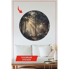 KOSS Dijital Güneş Işıklarıyla Aydınlanan Orman Yolu Yuvarlak Doğa Temalı Dekoratif Duvar Stickerı