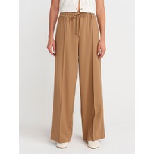 Bel Bağcıklı Bol Paça Pantolon