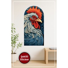 KOSS Dijital Oval Şekilli Horoz Portresi Desenli Dekoratif Duvar Sticker Ev Ofis Salon Hol Için Modern Süs