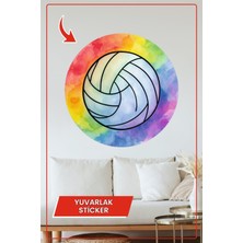 KOSS Dijital Renkli Voleybol Topu Yuvarlak Sticker Su Bazlı Sulu Boya Efektli Spor Temalı Dekoratif Çıkartma