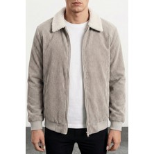 Genius Store Erkek Kadife Mont Peluş Astarlı Gömlek Yaka Rüzgar Geçirmez Kadife Mont