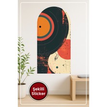 KOSS Dijital Oval Şekilli Dekoratif Sticker Soyut Daireler ve Vintage Renkler Temalı Duvar Sticker