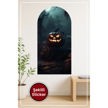 KOSS Dijital Cadılar Bayramı Temalı Oval Şekilli Duvar Sticker Korku ve Fantastik Dekor Tasarımı