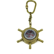 Bıyıklı Tobacco Marin Tasarım Pirinç Anahtarlık - Kaptan Dümeni Model