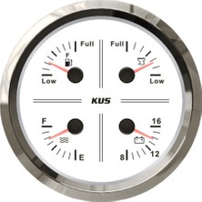 Kus 4'lü Temiz Su + Atık Su + Yakıt + 12V Voltmetre Göstergesi Beyaz 111MM