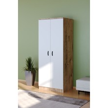 Kzy Mobilya Gama Gardırop Beyaz-Meşe