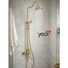Fualora Rustik Banyo Duş Seti Pirinç Batarya Dahil Antik