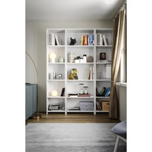 Kzy Mobilya Piramit Kitaplık Çok Amaçlı Kitaplık-Beyaz